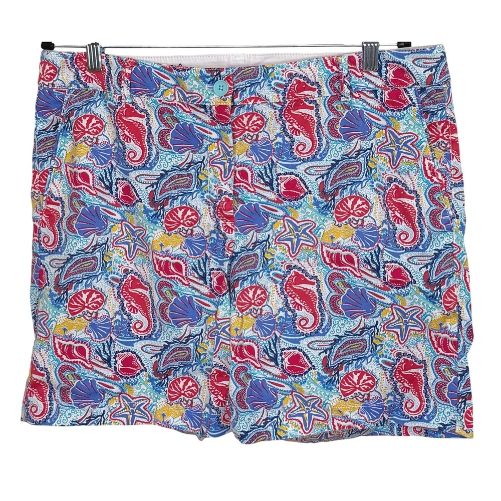 Talbots The Weekend Short Coastal Seahorse Shell Print Vacation Beach Summer 12